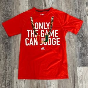SIZE S | MENS | Adidas NCAA University of Miami Football T-Shirt Chain | Orange